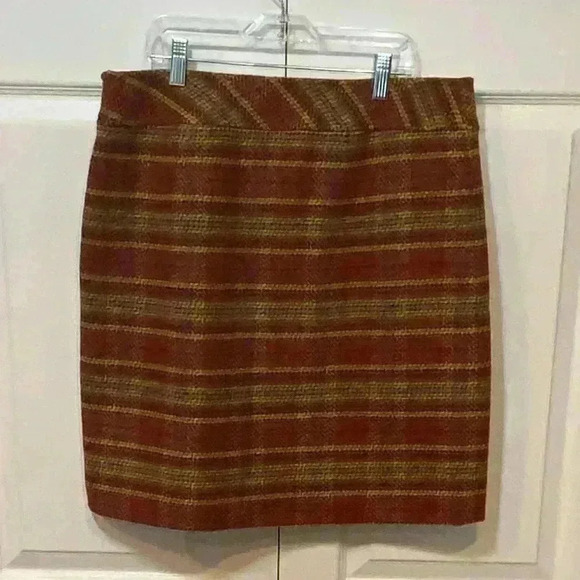 NWT Talbots Women's Brown/ Blue Plaid Fully Lined A-Line Skirt Size 10‎ Petite - Picture 2 of 6